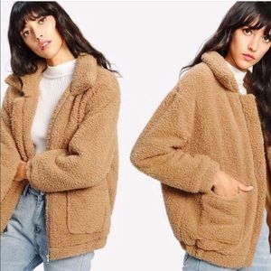 Camel teddy coat